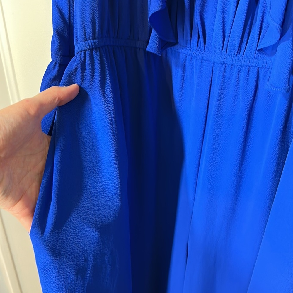 NWT Lane Bryant Jumpsuit Romper Cobalt Blue Ruffle Sleeve - Picture 4 of 10